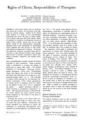 Pdf Rights Of Clients Responsibilities Of Therapists