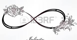 Hand Getrokken Intricare Infinity Teken In Vintage Retro Stijl Met Roos Elegante Tattoo Art Romantiek Tatowierungen Bild Tattoos Unendlichkeitssymbol Tattoos