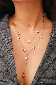Gold Color Star Decor Chic Layered Necklace Star Necklace Layered Necklaces Fashion Jewelry