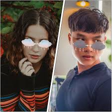 VALICLUD Wolke Sonnenbrille Randlose Vintage Sonnenbrille Lustige en Disco  e Blitz Quaste für Frauen Männer Getönte e Festival Sonnene (2Pcs) :  Amazon.de: Fashion