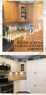 Bye Bye Honey Oak Kitchen Cabinets Hello Brighter Kitchen Kitchen Cabinets Before And After Kitchen Cabinets Oak Kitchen Cabinets