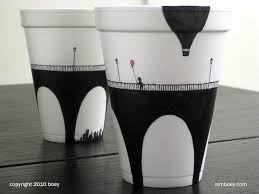 Sharpie Cup Art X Post From R Pics Styrofoam Art Cup Art Coffee Cup Art