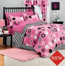 Black And White Polka Dot Twin Comforter Amazon Com Pink Black Polka Dots Stripes Twin Comforter Set 6 Piece Bed In A Bag Home Kitchen Striped Bedding Pink Bedding Twin Comforter Sets