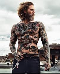 Old School Tattoos On Instagram Tattoo Model Spizoiky Most Of His Work Has Been Done By C Anthon Josh Mario John Bearded Tattooed Men Beard Tattoo