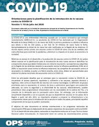 México avanza en la búsqueda de una vacuna para el nuevo coronavirus y participa por financiamiento internacional para proyectos en curso en el país. Orientaciones Para La Planificacion De La Introduccion De La Vacuna Contra La Covid 19 10 De Julio Del 2020 Ops Oms Organizacion Panamericana De La Salud