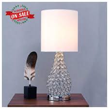 Buffet lamps, designed with slender profiles, are a perfect way to add accent lighting to your sideboard in the dining room or even a narrow table in your entryway. Glanzhaus Fashion Style Silver Base White Lampshape Crystal Lamps 19 H Living Room And Bedroom Table Lamps Buy Online In Dominica At Dominica Desertcart Com Productid 51903839