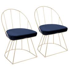 Contemporary Blue Velvet And Gold Accent Chair Set Of 2 Canary In 2020 Velvet Dining Chairs Contemporary Dining Chairs Blue Accent Chairs