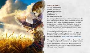 Vacuum Hand A Spell From Meow Magic Unearthedarcana Dungeons And Dragons Homebrew Magic Spell Book D D Dungeons And Dragons