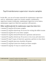 If you continue browsing the site, you agree to … property maintenance supervisor resume. Top 8 Maintenance Supervisor Resume Samples