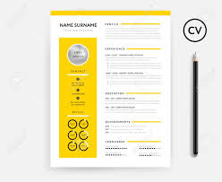 A cv is a concise document which summarizes your past, existing professional skills, proficiency and experiences. Creative Cv Resume Minimal Template In Yellow Color Minimalist Royalty Free Cliparts Vectors And Stock Illustration Image 97616193