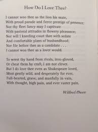 How Do I Love Thee Wilfred Owen British Poetry Wilfred Owen Words