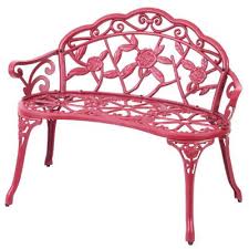 Red, metal outdoor benches : Red Metal Outdoor Benches Patio Chairs The Home Depot