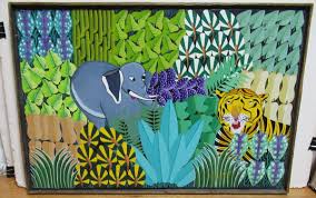 DANIEL SOUVENIR ZOO ANIMALS HAITAIN ORIGINAL OIL ON CANVAS PAINTING