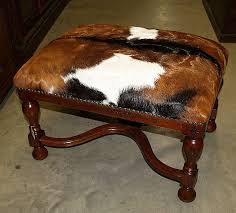 Cow Hide Covered Ottoman Cowhide Decor Animal Hide Decor Cowhide Furniture