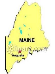Maine's constitution , 23rd state. Map State Of Maine Showing The State Capital Of Augusta Royalty Free Clipart Picture