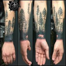 Reverse Silhouette Forest Tattoos Tree Sleeve Tattoo Arm Tattoos For Guys