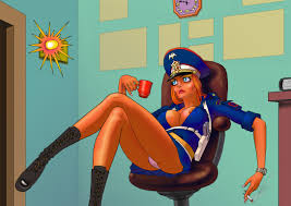 Shemale security guard bangs a cute bank robber