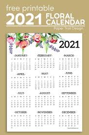 Looking for a cute printable february 2021 calendar? Free Printable 2021 One Page Floral Calendar Paper Trail Design Free Printable Calender Calendar Printables Free Printable Calendar