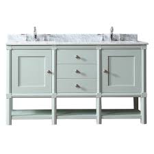 The vanities come with countertops and hardware, so they're ready to install. Martha Stewart Living Sutton 60 In W X 22 In D Vanity In Rain Water With Marble Vanity Top In Whit Granite Vanity Tops Marble Vanity Tops Bathroom Vanity Redo