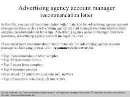 Is not intended to be all inclusive of your job duties as the digital advertising account manager job. Advertising Agency Account Manager Recommendation Letter