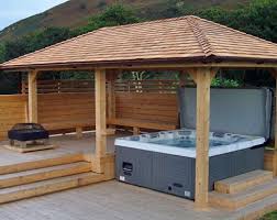 The 8′ by 14′ pergola covering the hot tub is an all fiberglass structure including the 8″x8″ posts, sourced from arbors direct. Hot Tub Enclosures Some Inspiration H2o Hot Tubs Uk