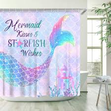 Made from screen printed 100% cotton canvas, it's. Buy Rosielily Mermaid Tail Shower Curtain For Kids Bathroom Fish Scale Ocean Theme 3d Purple And Fluorescent Blue Mermaid Tail Shower Curtain Seaweed Decor With 12 Hooks 72x72 Online In Turkey B08j7yck4p