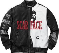 Supreme Scarface Embroidered Leather Jacket Embroidered Leather Jacket Leather Jacket Black Leather Fashion Men