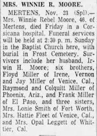 Obituary for WINNIE R MOORE MERTENS (Aged 46)