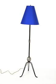 1970 manufactured by vistosi, white hand blown murano glass and aluminium, in working order. Mid Century Modern Vintage Metal Floor Lamp With Blue Shade France C 1950 For Sale At 1stdibs