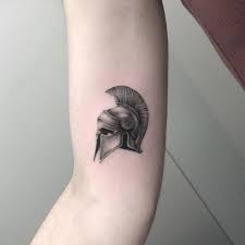 Regardless of your interpretation or meaning, just about every man can respect the. Micro Realistic Spartan Helmet Tattoo On The Inner Arm