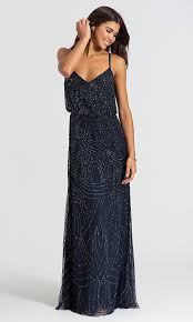 Image Of Blouson Long Bridesmaid Dress By Adrianna Papell Style Ap 091891180 N F Bridesmaid Dresses Long Navy Beaded Bridesmaid Dress Geometric Wedding Dress