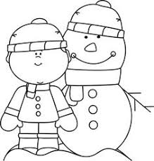 Black And White Boy Head Clipart Black And White Boy With Snowman Clip Art Black And White Boy With Snowman Image Snowman Coloring Pages Coloring Pages Winter Coloring Pages