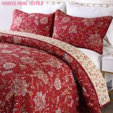 This beautiful vintage floral quilt willthis beautiful vintage floral quilt will bring a luxurious feel to your room. Red Floral Quilt Set Vintage Flowers Soft And Comfy 100 Cotton Quilted Bedspread Reversible Coverlet Bedding Set Queen Size 3pcs Bedspread Aliexpress