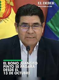 El ministro de Educación, Omar Veliz, informó que en la gestión 2025 el  bono Juancito Pinto se pagará desde el 13 de octubre. En los próximos días  se publicará el cronograma de pago y anticipó que ...