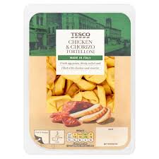 Tasty dishes like this chicken and chorizo pasta bake are pretty common in our household. Tesco Chicken Chorizo Tortelloni 300g Tesco Groceries
