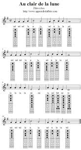 Au Clair De La Lune A La Flute A Bec Apprendre La Flute Flute Flute A Bec Partition Flute A Bec