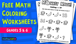 Order of operations worksheets using whole numbers, decimals and fractions. Free Math Coloring Worksheets For 5th And 6th Grade Mashup Math