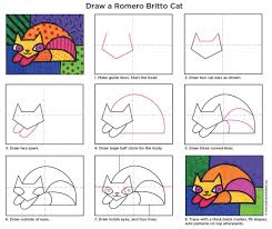 Draw A Romero Britto Cat Art Projects For Kids Kids Art Projects Cat Drawing For Kid Art Classroom