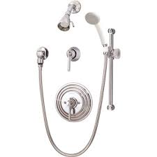 Chrome plated plastic body w/ quarter turn cartridges. Symmons Part C 96 500 B30 V X Symmons Temptrol 2 Handle 1 Spray Round Shower Faucet With Hand Shower In Chrome Valve Included Commercial Tub Shower Faucets Home Depot Pro