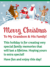 Special Memories Merry Christmas Card For Grandson His Family Birthday Greeting Cards By Davia Christmas Card Sayings Christmas Verses Christmas Card Messages