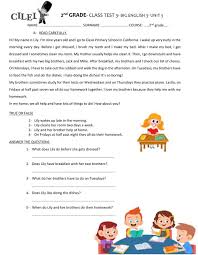 © © all rights reserved. 2nd Grade Class Test Unit 3 Worksheet
