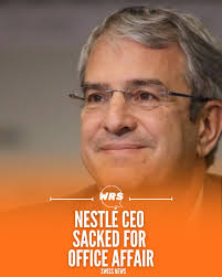 The head of the Swiss food giant Nestlé has been sacked after an office  affair.  https://www.worldradio.ch/news/bitesize-news/nestle-ceo-sacked-for-office-affair/