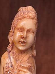 Vintage Oriental Resin Figurine of a Woman Carrying a Vase