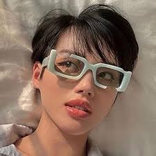 Irregular Small Rectangle Sunglasses Women Vintage Punk Sun Glasses UV  Protection, Black+blue, Large: Buy Online at Best Price in UAE