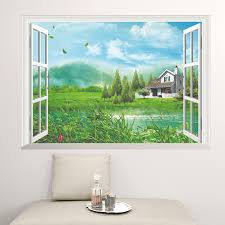 New Fashion 3D Fake Window Wall Stickers Pastoral Landscape Wall Poster For  Living Room Bedroom Mural Sticker Home Decor qt132|wall poster|fashion  posterposter fashion - AliExpress