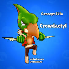 Shoots a long range dart that can hit both opponents and friendlies. Concept Skin Crowdactyl Brawlstars