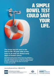 Bowel cancer can start in the large bowel (colon cancer) or back passage (rectal cancer). National Bowel Cancer Screening Program Lifesaver Poster Australian Government Department Of Health