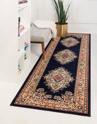 A dense, shag runner feels great on bare feet while walking from room to room. Navy Blue 2 7 X 10 Mashad Design Runner Rug Esalerugs