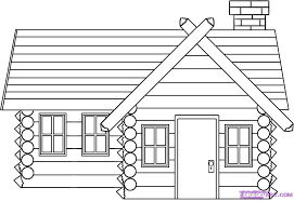 How To Draw A Log Cabin House Step By Step Buildings Landmarks Places Free Online Drawing Tutoria Simple House Drawing House Sketch House Colouring Pages