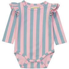 Ruffled Long Sleeve Bodysuit Cotton Candy Stripes Spearmint Ventures Llc Long Sleeve Bodysuit Cute Baby Onesies Baby Girl Clothes